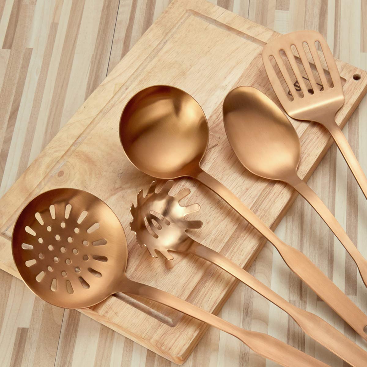 Kitchen Spatula Set - Wood and Gold