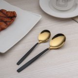 20-Piece Black Handle With Golden Mouth Silverware Set, Service for 4 (Shiny Black,Shiny Golden)