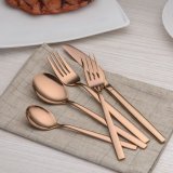 20-Piece Titanium Rose Gold Plated Stainless Steel Flatware Set(shiny Copper)