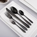 20 Piece Black Flatware Set,  Set Service for 4 (Shiny Black)