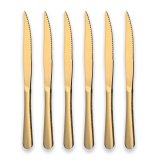 6 Titanium Gold Plated Stainless Steel Steak Knives