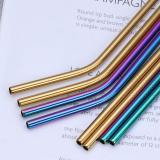 Reusable Golden Drinking Straw and Colorful Drinking Straws Straight and Bent Metal Straws with Brushes Set of 18