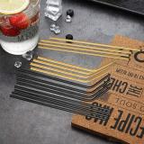 Reusable  Golden and Black Stainless Steel Drinking Straws Straight and Bent，Metal Straws with Brushes Set of 18