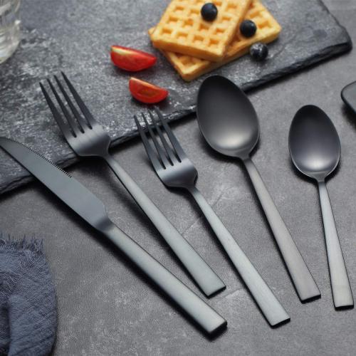 Berglander 160 Matte Polishing Black Flatware Set Set the scene with this funky flatware. usd