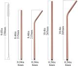 Reusable  Rose Gold Drinking Straws Straight and Bent Metal Straws with Brushes  Set of 18
