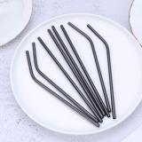 Reusable  Golden and Black Stainless Steel Drinking Straws Straight and Bent，Metal Straws with Brushes Set of 18