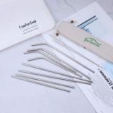 Reusable  Drinking Straws Straight and Bent Metal Straws with Brushes Set of 18