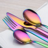 24 Piece  Rainbow Color Plated  Cutlery Set, Service for 6