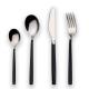 24 Piece Black and Silver Cutlery Set Service for 6