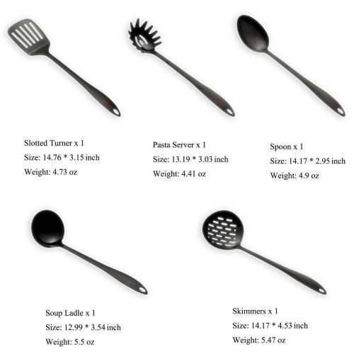Berglander Kt108 Black Stainless Steel Kitchen Utensils Set