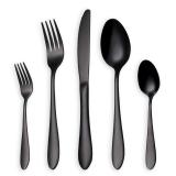 30 Pieces Black Cutlery/Flatware Set, Set for 6 Persons