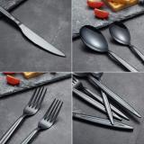 30 Piece Shiny Black Cutlery Set, Service Set for 6