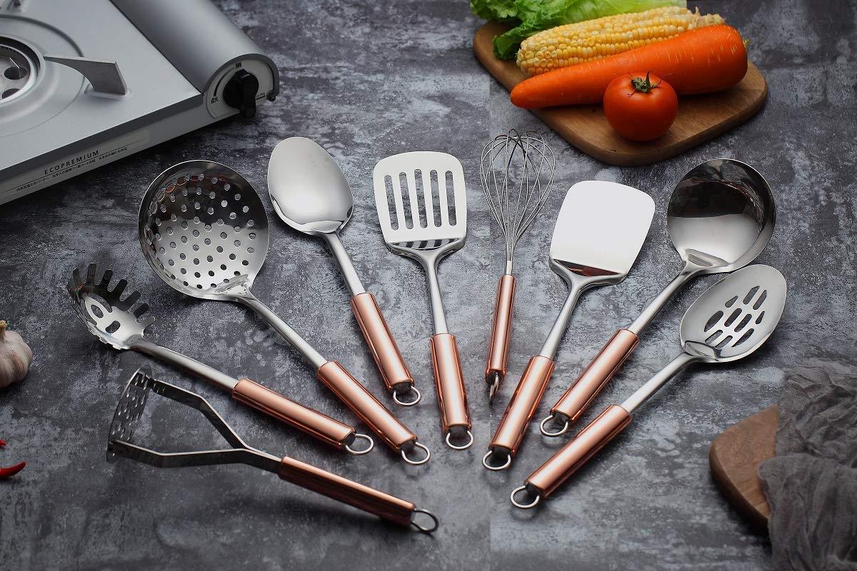 Berglander Kt19a Stainless Steel Kitchen Utensils Set With Rose Gold Handle