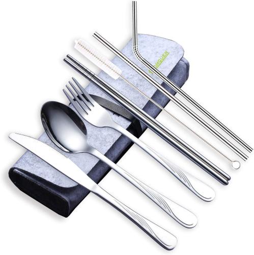 Portable Travel Cutlery Set With Case Stainless Steel Fork Spoon Knife  Chopsticks Sets Tableware for Camping