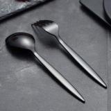 30 Piece Shiny Black Cutlery Set, Service Set for 6