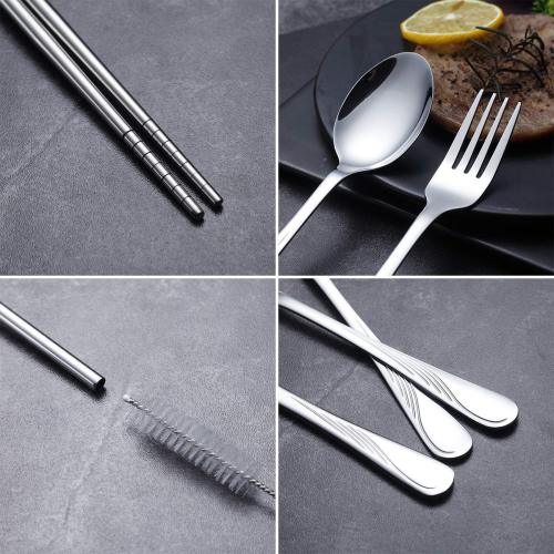 Silverware Set Stainless Steel Flatware Utensil Set with Case For Travel  Camping