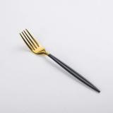 30 Piece Black Gold Cutlery Set, Service  for 6 (Matt Black with Shiny Gold)