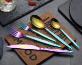 30-piece colorful cutlery set, service set for 6 (shiny rainbow)