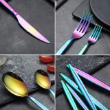30-piece colorful cutlery set, service set for 6 (shiny rainbow)