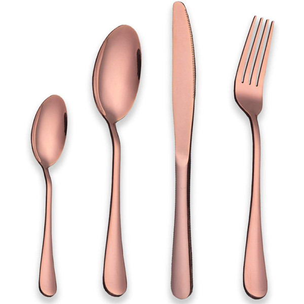24 Piece Rose Gold Plated Cutlery Set Service for 6