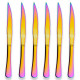 6 Colorful Plated, Multicolor Stainless Steel Steak Knives