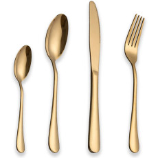 24 pieces golden color cutlery set, service for 6