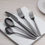 30 Piece Shiny Black Plated Stainless Steel Cutlery Set,Service for 6