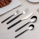 30 Piece Black Plated Stainless Steel Silverware Set Service for 6