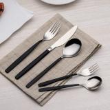 30 Piece Black Plated Stainless Steel Silverware Set Service for 6