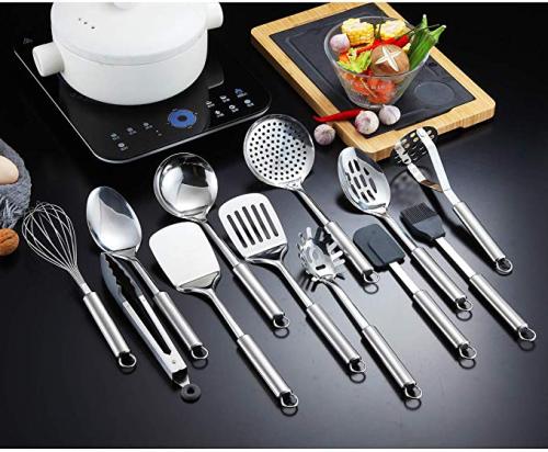 Berglander Stainless Steel Kitchen Utensil 12 Piece with 1 Stand, Cooking  Spoon, Kitchen Tools Cooking Utensil with Holder. (13 Pieces)