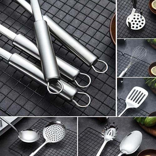 Cooking Spoon, Berglander 6 Pieces Spatula Set Stainless Steel, Metal  Spatula, Serving Spoon, Kitchen Tools Set Non-Stick And Heat Resistant