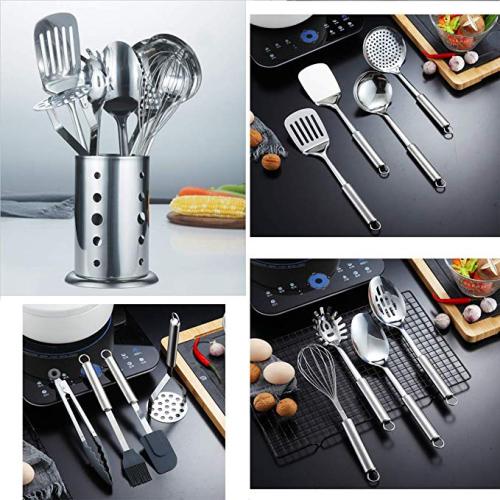 Berglander Stainless Steel Kitchen Utensil 12 Piece with 1 Stand, Cooking  Spoon, Kitchen Tools Cooking Utensil with Holder. (13 Pieces)