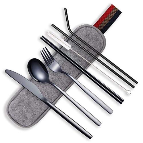 Portable Utensils Travel Camping Cutlery Set Fork Spoon Chopsticks with case