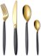 24 Piece Black Gold Cutlery Set Service  for 6