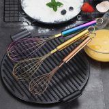 3 Pack Whisks Set 8 Inches Rose Gold Whisk+10 Inches Gold Whisk+12 Rainbow Whisk (Colorful)