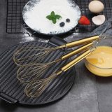 3 Pack Stainless Steel Whisks 8 +10 +12 Inches  , Wire Whisk Set Kitchen whisks(Gold)