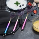 3 Pack Stainless Steel Whisks 8 +10 +12 Inches  , Wire Whisk Set Kitchen whisks(Rainbow)