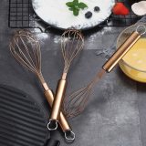 3 Pack Stainless Steel Whisks 8 +10 +12 Inches  , Wire Whisk Set Kitchen whisks(Rose Gold)
