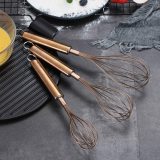 3 Pack Stainless Steel Whisks 8 +10 +12 Inches  , Wire Whisk Set Kitchen whisks(Rose Gold)