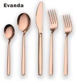 20-Piece Titanium Rose Gold Plated Stainless Steel Flatware Set(shiny Copper)