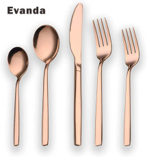 20-Piece Titanium Rose Gold Plated Stainless Steel Flatware Set(shiny Copper)