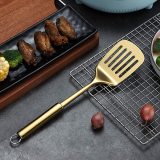 Kitchen Spatulas, Barbeque Slotted Turner(Gold)