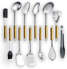 12 Pieces Stainless Steel Gold Handle Kitchen Utensil