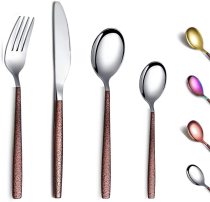 24 Pieces Shiny Glossy Mouth Titanium coating Silverware Set