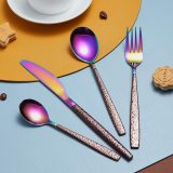 24 Pieces with lunar surface handle and shiny rainbow mouth titanium coating