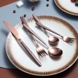 30 Pieces Shiny Rose Gold Mouth titanium coating Utensil set, service for 6