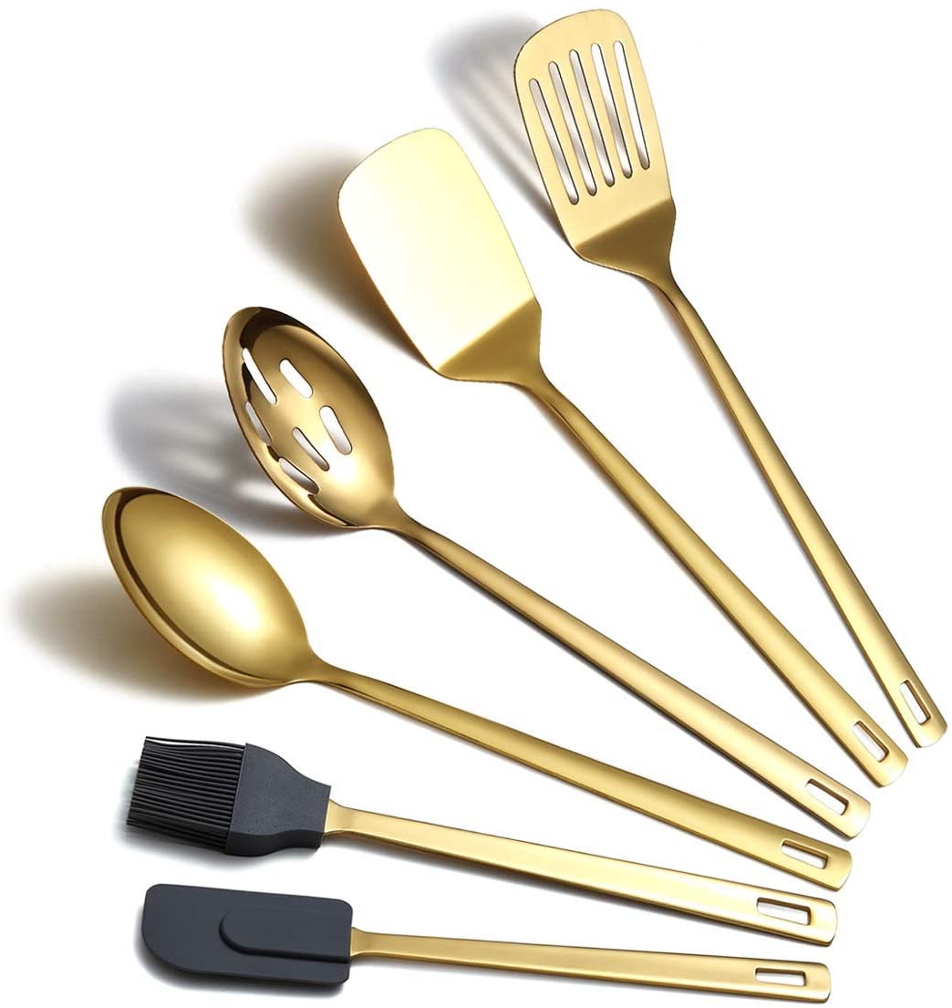 US$ 30.99 - 6 Packs Gold Stainless Steel Nonstick Kitchen Tool Set -  m.berglander.com