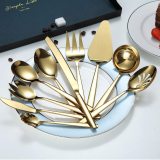10 Pieces Gold Cutlery Serving Set