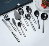 10 Pieces Black Stainless Steel Cutlery Serving Set