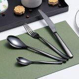24 piece Black Stainless Steel  Cutlery Set Service for 6